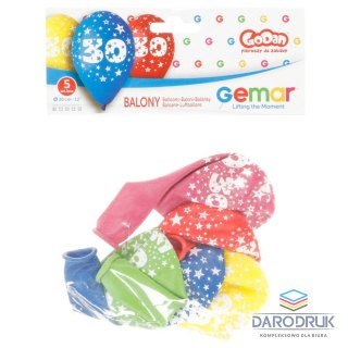 Godan Balon gumowy Z NADRUKIEM 5 szt mix 12cal Godan (GS110/30)