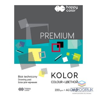 Happy Color Blok techniczny Premium kolorowy A3 mix 220g 10k [mm:] 297x420 Happy Color (HA 3722 3040-09)