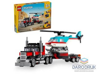 Lego Klocki konstrukcyjne Creator Ciężarówka z platformą i helikopterem Lego (31146)