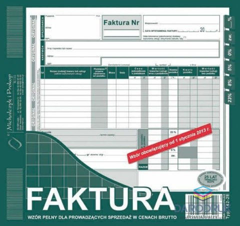 Michalczyk i Prokop Druk offsetowy 2/3 A4 Faktura VAT brutto 2/3 A4, 80 kartek,o+1kopia 80k. Michalczyk i Prokop (142-2E)