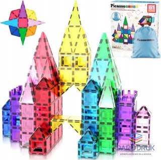Orbico Sp. Z O.o. Klocki magnetyczne PICASSO TILES Zestaw 61 Elementów W Worku Orbico Sp. Z O.o. (PC61)