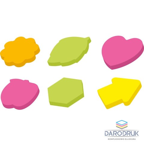 Titanum Notes samoprzylepny 70x70mm fluo mix różnych kształtów 100k
