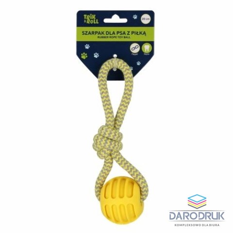 Trik Roll Gadżet Zabawka dla psa Szarpak 20 cm z piłką żółty Trik Roll (560701)