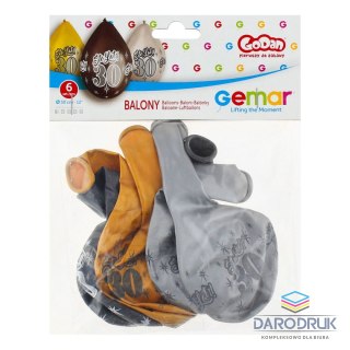 Godan Balon Premium Happy Birthday 30 metaliczny 12`/6 szt