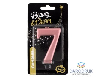 Godan Świeczka urodzinowa nr 7 różowo-złota 8 cm Godan (PF-SCRZ7)