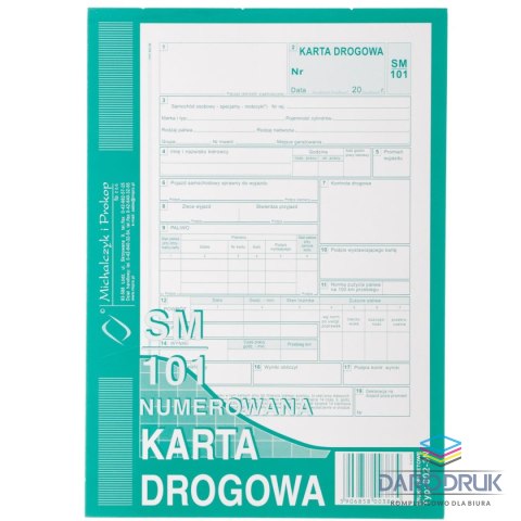 Michalczyk i Prokop Druk offsetowy A5 Karta drogowa  sam. osob. Numerowana A5 80k. Michalczyk i Prokop (802-3-N)
