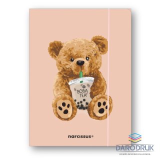 Narcissus Teczka kartonowa na gumkę Teddies& Miś z boba tea A4 mix 270g Narcissus