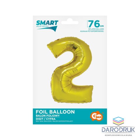 Godan Balon foliowy Smart cyfra 2 złota 76cm Godan (CH-SZL2)