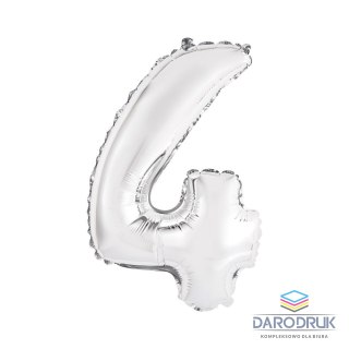 Godan Balon foliowy cyfra 4 srebrny 35 cm 16cal Godan (FG-C35S4)