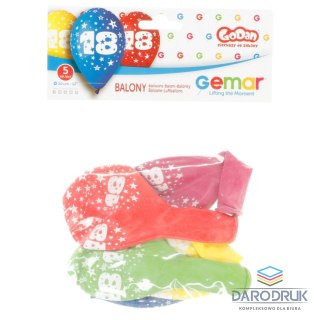 Godan Balon gumowy Z NADRUKIEM 5 szt mix 300mm 12cal Godan (GS110/18)