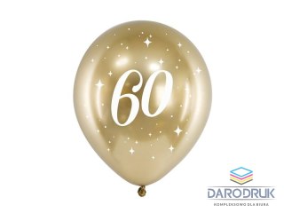 Partydeco Balon gumowy Glossy 60 urodziny złoty 300mm Partydeco (CHB14-1-60-019-6)