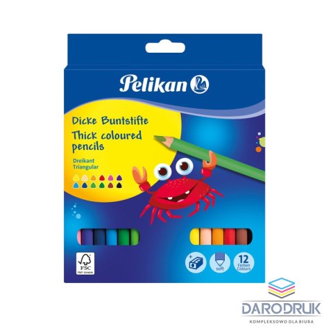 Pelikan Kredki ołówkowe Jumbo 700160 12 kol. Pelikan (300001182)
