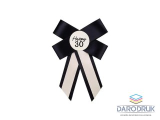 Partydeco Kotylion na 30 urodziny, kremowo-czarny, 11x17 cm Partydeco (KOP2-30)