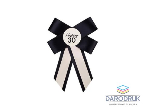 Partydeco Kotylion na 30 urodziny, kremowo-czarny, 11x17 cm Partydeco (KOP2-30)