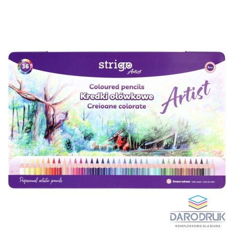 Strigo Kredki ołówkowe ARTIST 36 kol w op.metalowym 5905658810740 36 kol. Strigo (SSC538)