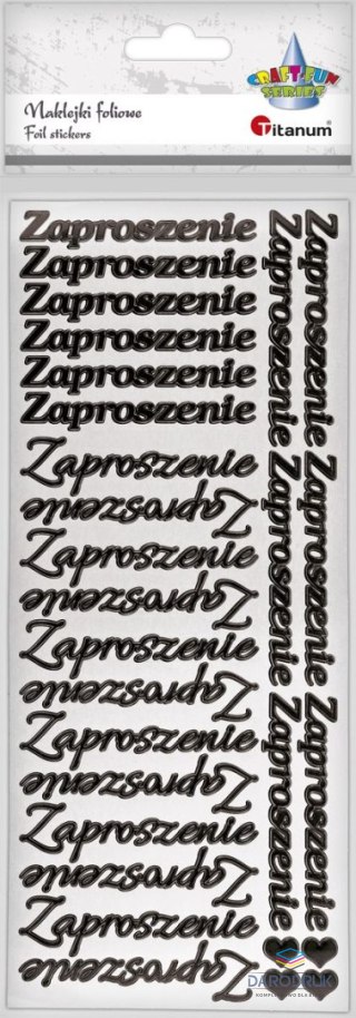 Titanum Naklejka (nalepka) Craft-Fun Series napis „Zaproszenie" czarny Titanum