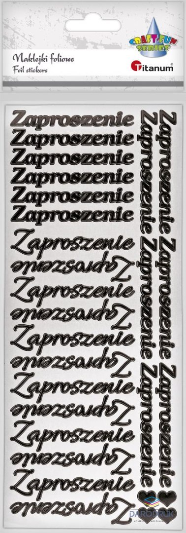 Titanum Naklejka (nalepka) Craft-Fun Series napis „Zaproszenie" czarny Titanum