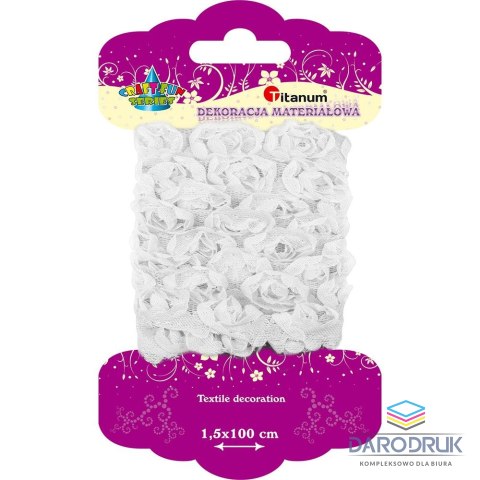 Titanum Ozdoba materiałowa Craft-Fun Series materiałowe róże na tiulowej tasiemce Titanum (D23)