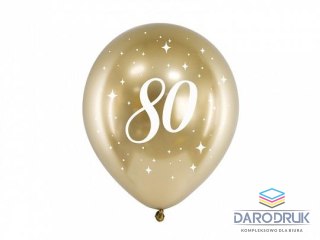 Partydeco Balon gumowy Glossy 80 urodziny złoty 300mm Partydeco (CHB14-1-80-019-6)