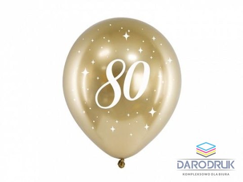Partydeco Balon gumowy Glossy 80 urodziny złoty 300mm Partydeco (CHB14-1-80-019-6)