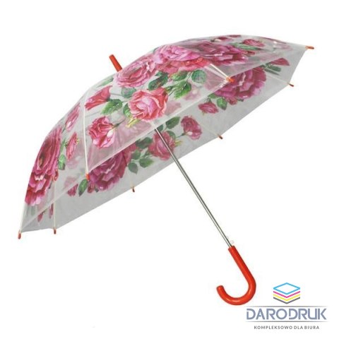 Parasol długa przezroczysta w kwiaty (SDA308)