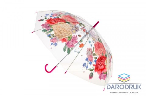 Parasol długa przezroczysta w kwiaty (SDA308)