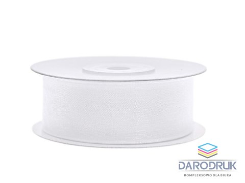 Partydeco Tasiemka szyfonowa Partydeco 25 mm x 25 m biała (TSZ25-008)