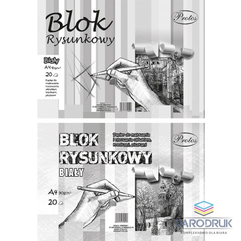 Protos Blok rysunkowy A4 biały 90g 20k Protos