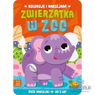 Aksjomat Książka dla dzieci Koloruję i naklejam. Zwierzątka w zoo. Duże naklejki od 3 lat Aksjomat