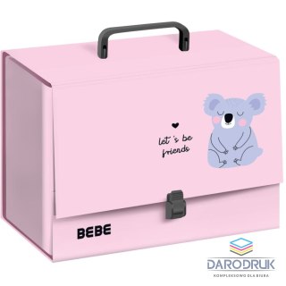 Bebe Teczka kartonowa na zatrzask BB KIDS PASTEL Z RĄCZKĄ 59022773448265 C4 różana 250g Bebe (10 cm)