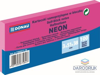 Donau Notes samoprzylepny (karteczki) Neon różowy 300k [mm:] 51x38 Donau (7585011-16)