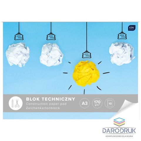 Interdruk Blok techniczny A3 biały 170g 10k Interdruk (BLTA3)