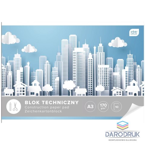 Interdruk Blok techniczny A3 biały 170g 10k Interdruk (BLTA3)