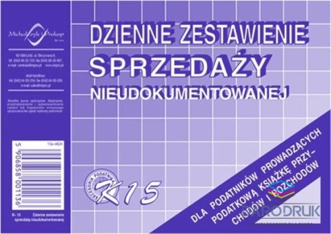 Michalczyk i Prokop Druk offsetowy A6 DZIENNE ZEST SPRZED NIEUD. K15 50k. Michalczyk i Prokop (K-15)