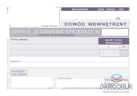 Michalczyk i Prokop Druk offsetowy A6 DZIENNE ZEST SPRZED NIEUD. K15 50k. Michalczyk i Prokop (K-15)
