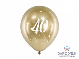 Partydeco Balon gumowy Glossy 40 urodziny złoty 300mm Partydeco (CHB14-1-40-019-6)