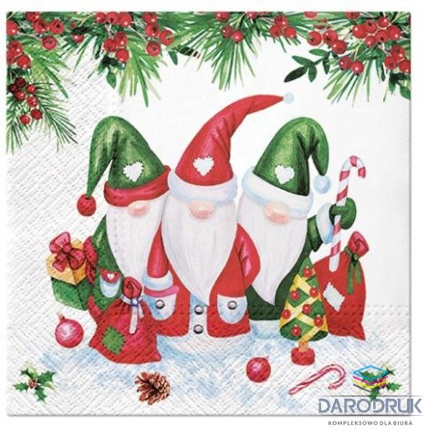 Paw Serwetki Lunch BN Christmas Gnomes mix bibuła [mm:] 330x330 Paw (SDL230500)