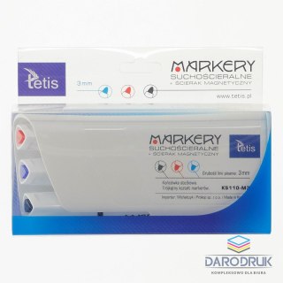 Tetis Marker suchościeralny marekery do tablic wkład mix 3,0mm okrągła końcówka Tetis