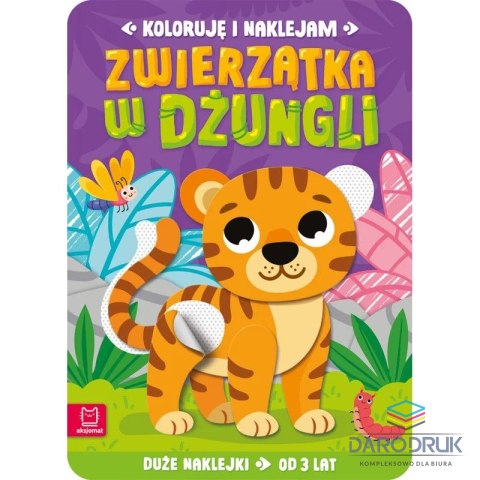Aksjomat Książka dla dzieci Koloruję i naklejam. Zwierzątka w dżungli. Duże naklejki od 3 lat Aksjomat