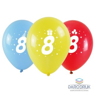 Arpex Balon gumowy z nadrukiem cyferki - 8 (3 szt.) mix Arpex (KB1979-8-9944)