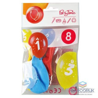 Arpex Balon gumowy z nadrukiem cyferki - 8 (3 szt.) mix Arpex (KB1979-8-9944)