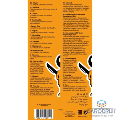 Bic Długopis Orange wkład niebieski 0,3mm Bic (8099231)