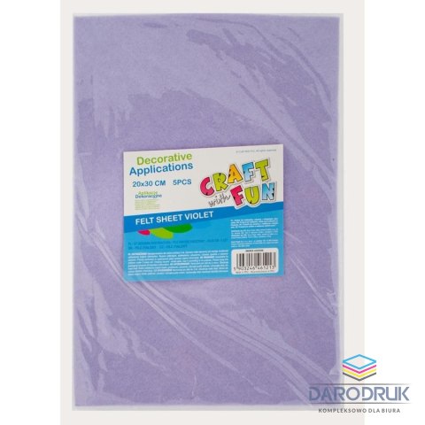 Craft with Fun Ozdoba filcowa 20x30x5szt fiolet 20x30 Craft with Fun (439306)