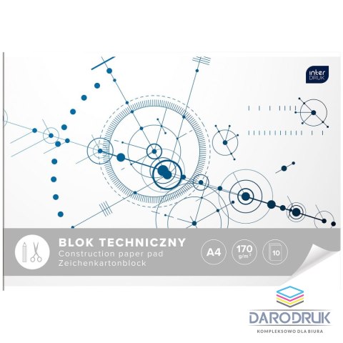 Interdruk Blok techniczny A4 biały 170g 10k Interdruk (BLT)