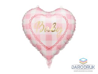 Partydeco Balon foliowy Baby serce róż 14cal Partydeco (FB352)