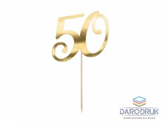 Partydeco Dekoracja na tort Topper na tort 50, złoty, 20.5cm Partydeco (KPT62-50-019)