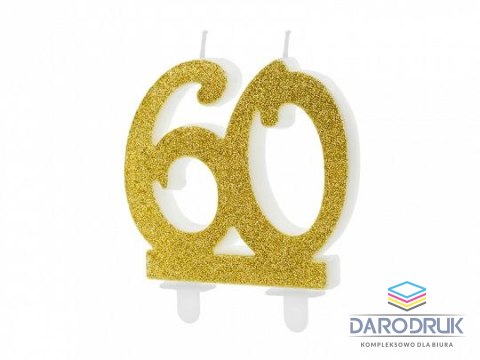 Partydeco Świeczka urodzinowa liczba 60, złoty 7.5cm Partydeco (SCU5-60-019)