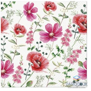 Paw Serwetki Tete Raspberry Flower mix nadruk bibuła [mm:] 330x330 Paw (TL122300)