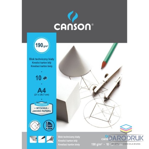 Canson Blok techniczny A4 biały 190g 10k [mm:] 210x297 Canson (400015145)