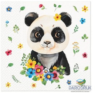 Paw Serwetki Lunch Floral Panda mix nadruk bibuła [mm:] 330x330 Paw (SDL136900)
